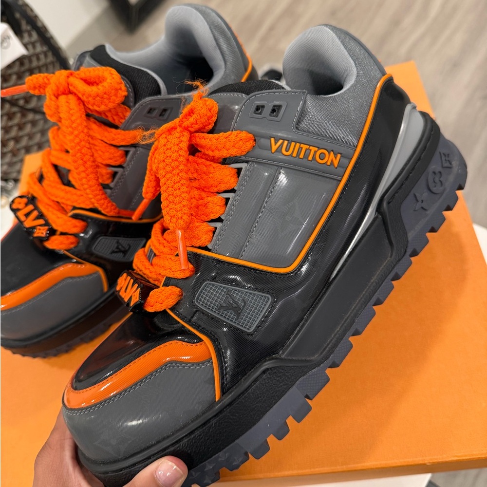 Louis Vuitton Maxi Trainer Grey & Orange Chunky Sneakers EU 40